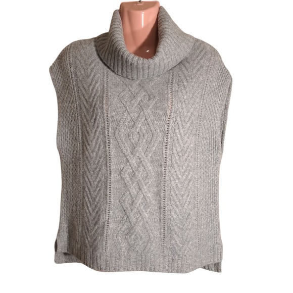 Rachel Zoe Women's 100% 2-ply Cashmere Cowl Neck Vest/Sweater Gray M Cable Knit - Picture 1 of 7